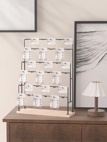Earring Holder Organizer,Jewelry Card Vendor Booth Display Stand,Keychain Vendors Event Retail Display Rack,Earring Storage Stand in Market and Stores (Black) - color: Black