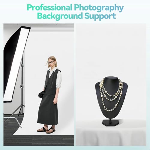 EMART Portable Photography Backdrop Stand Kit 10 x 10 ft with 10 x 15 ft White Backdrop, Adjustable Background Support System for Photo Video Studio, Photoshoot, Party, Live Game, Interviews - size: 10*10ft Stand/10*15ft Backdrop