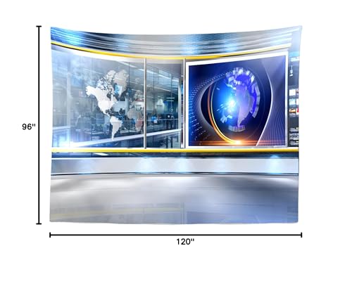 Fabric 10x8ft News Broadcast Backdrop TV Show News-Television Hall Interior Scene Photograohy Background Record News Report Business Study Backdrop Host Portrait Studio Props - size: 10x8FT