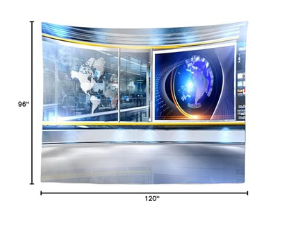 Fabric 10x8ft News Broadcast Backdrop TV Show News-Television Hall Interior Scene Photograohy Background Record News Report Business Study Backdrop Host Portrait Studio Props - size: 10x8FT