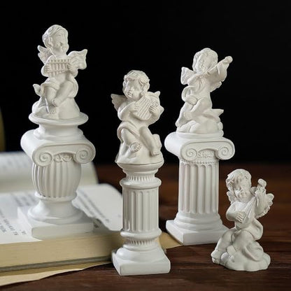 Mini Nordic Resin Roman Column, Greek Sculptural Angel Display, Photo Props, Candle Holder, Sketching Art Teaching Tools (Angel (Lyre) - 6cm) - color: Angel (Lyre) - 6cm