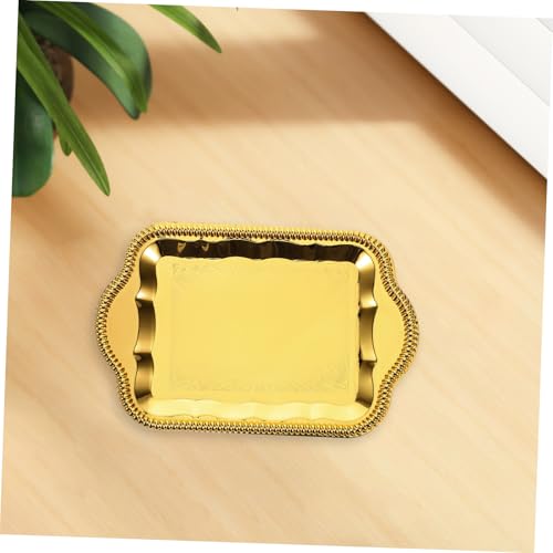Antique Floral Engraved Metal Tray for Serving Desserts and Beverages Elegant Rectangular Platter for Weddings Buffets and Home Decor Mirror Finish