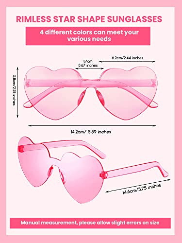 Dunzy 100 Pairs Heart Shaped Sunglasses for Women Colorful Glasses Transparent Heart Sunglasses Valentine's Party Favor - color: Colorful