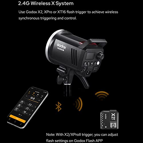 Godox MS300V 300W Studio Strobe Light Kit,2.4G Bowens Mount Photography Light with CF80 Quick Installation Softbox,Stainless Steel Light Stand,5-in-1 Light Reflector for Studio Photography Lighting