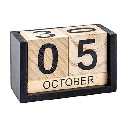 Notakia Wooden Gaobei Desk Blocks Calendar Perpetual Block Month Date Display (Large Black Wood Color) - color: Black Wood Large