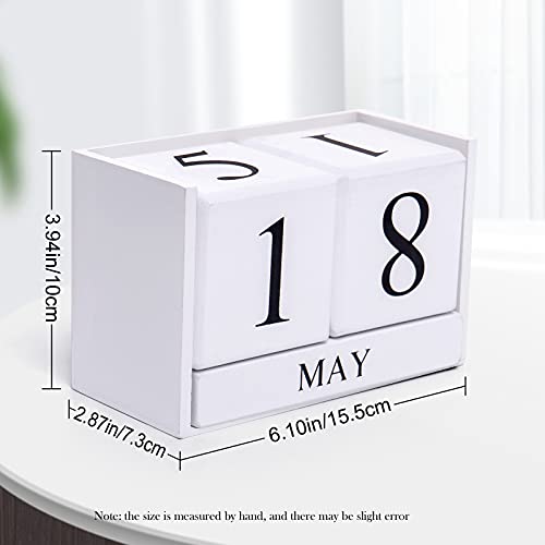 Notakia Wooden Gaobei Desk Blocks Calendar Perpetual Block Month Date Display (Large white) - color: White Large