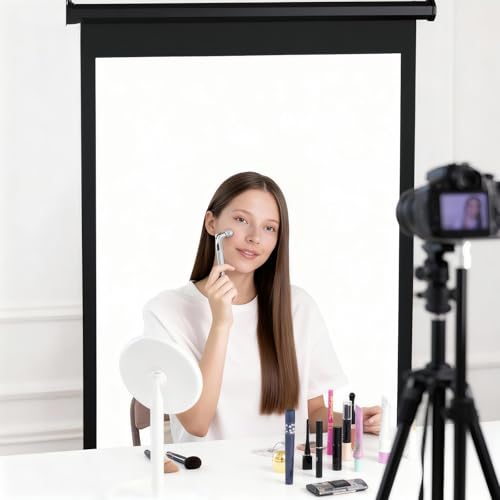 Retractable White Photography Backdrop 36"x59", Portable Roll-Up, Pull-Down Background, Auto-Lock Backdrop Screen for Passport Photo, Product Photography, Headshots, Video Studio - color: White