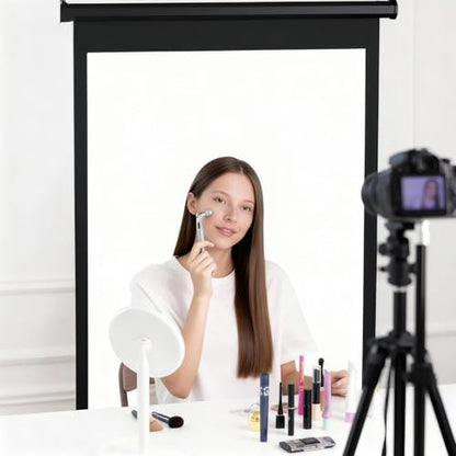 Retractable White Photography Backdrop 36"x59", Portable Roll-Up, Pull-Down Background, Auto-Lock Backdrop Screen for Passport Photo, Product Photography, Headshots, Video Studio - color: White