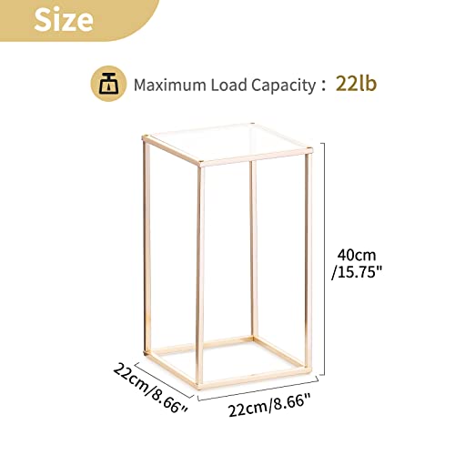Nuptio 2 Pcs Metal Flower Floor Vase Column Flower Stand Geometric Centerpieces Vase for Tables, 15¾ inch Tall Gold Flower Holder for Home Party Wedding Decorations, Rectangular Flower Display Rack - size: 15¾" H x 2 Pcs