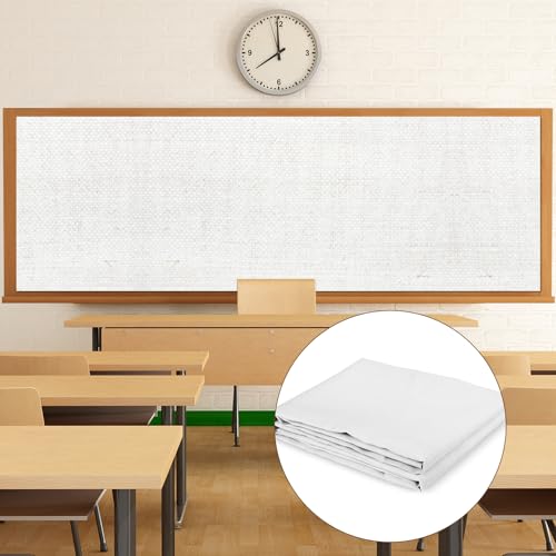 Classroom Fabric Bulletin Board 47x141inch White Woven Texture Back to School Classroom Backdrop Decoration for Wall Door Background, DIY Craft, Bulletin Boards, Pillow, Curtain, Reusable, Easy to Cut - style: White Woven