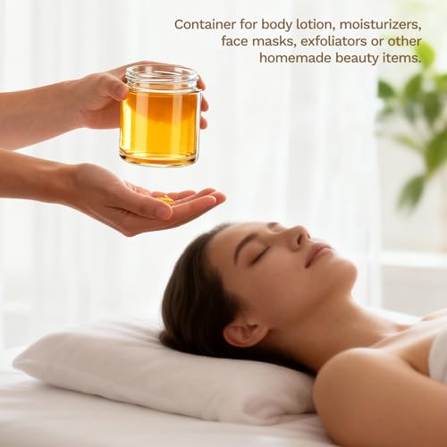 36Pcs 4 oz Small Glass Jars with Lids, Bumobum Clear Cosmetic Jars with Plastic Woodgrain Lids, 120ml Refillable Empty Containers for Cream, Salve, Powders and Lotion Storage - color: 4oz-36pack