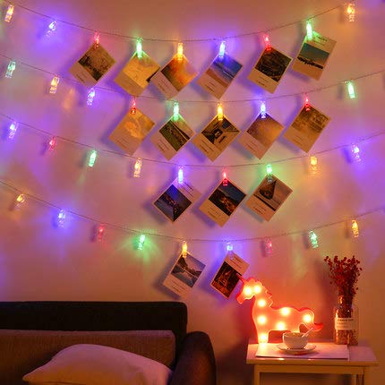 50 LED Photo Clip Fairy Lights for Home Bedroom Wall - Twinkle Starry Decor for Halloween, Thanksgiving, Christmas, Party, Wedding - Multicolor - color: Multicolor, size: 50
