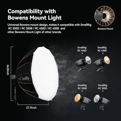 SMALLRIG Parabolic Softbox Quick Release, Parabolic Softbox, Compatible with SmallRig RC 120D/RC 120B/RC 220D/RC220B and Other Bowens Mount Light (47.2inch/120cm) - size: 47.2inch/120cm
