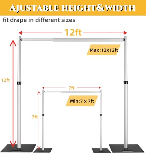 Pipe and Drape Adjustable Uprights, Crossbars,Bases & Hangers - Drape Systems for Backdrops, Trade Shows, Events, Photo Booths and Decorations by CITNAMOR (12' Tall x 12' Wide Kit(1xCrossbar)) - size: 12' Tall x 12' Wide Kit (1 x Crossbar)
