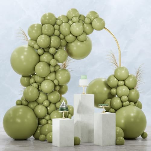 PartyWoo Sage Green Balloons 128pcs Different Sizes of 18 12 10 5 Inch Olive Boho Green Latex Balloon Arch Kit for Wedding Birthday Dinosaur Jungle Golf Football Theme Party Decorations Green-F11 - color: Sage Green-f11