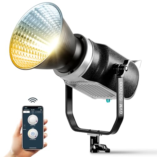GVM 200W LED Video Light with Lantern Softbox, SD200D Photography Studio Lighting Kit with Bluetooth/DMX Control, 93000lux@0.5m 3200K-5600K Bi-Color Continuous Output Lighting for YouTube (SD200D) - size: Sd200d