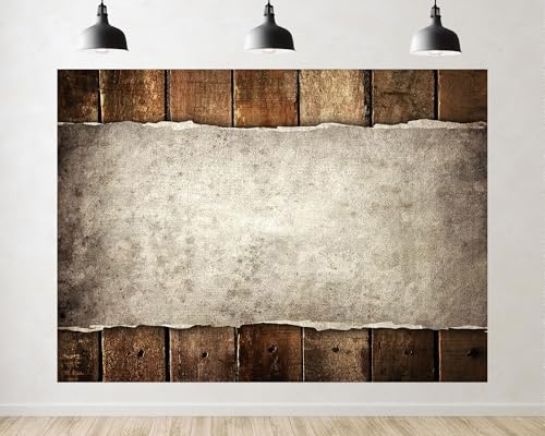 Trykid 6x6ft Vintage Paper Backdrop Wooden Planks Aged Texture Torn Edges Neutral Tones Photography Background Countryside Wedding Event Party Decoration Photo Booth Prop Fabric - size: 6x6ft