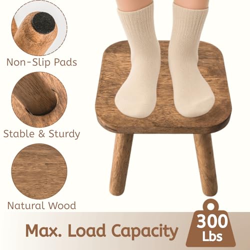 Youeon 9 Inch Small Wooden Step Stool, Non-Slip One Step Stool for Adults, Holds up to 300 Lbs, Portable & Sturdy, Footstool for Bedroom, Bathroom, Kitchen, Easy to Assemble - size: 9.3"l X 9.3"w X 9.3"h