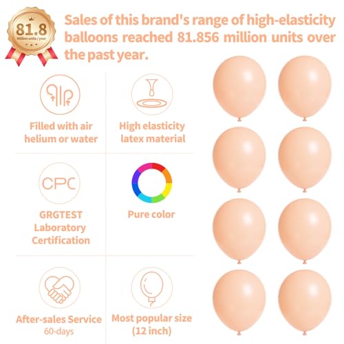 110pcs Pastel Orange Balloon 12 Inch, Pastel Orange Latex Balloons for Birthday Party Baby Shower Wedding(with 2 Ribbons). - color: A10-pastel Orange, size: 12inch(normal)