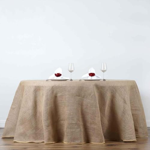 Efavormart 120" Wholesale Natural Rustic Burlap Tablelinens Jute Round Tablecloth for Wedding Event Decoration - color: Natural Rustic, size: 120" (Round)