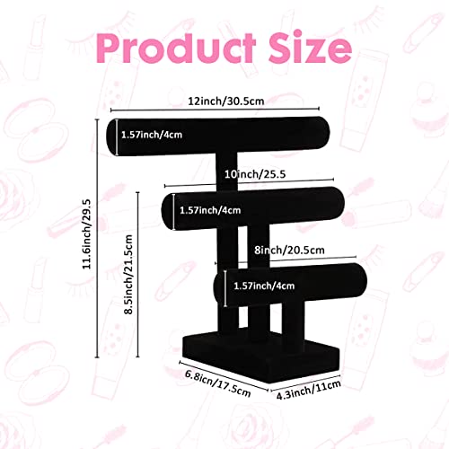 PowerKing 3 Tier Jewelry Organizer Stand, Detachable Bracelet Display Stand and Holder,Black Velvet Jewelry Display Organizer for Bracelet Watch - style: Black High 3 Tier