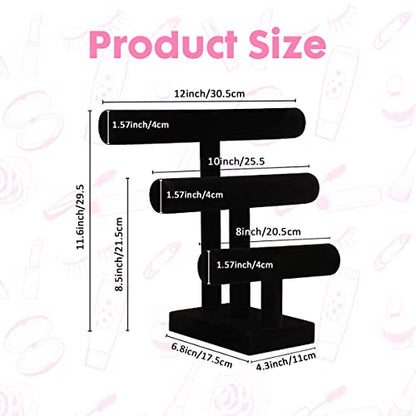 PowerKing 3 Tier Jewelry Organizer Stand, Detachable Bracelet Display Stand and Holder,Black Velvet Jewelry Display Organizer for Bracelet Watch - style: Black High 3 Tier