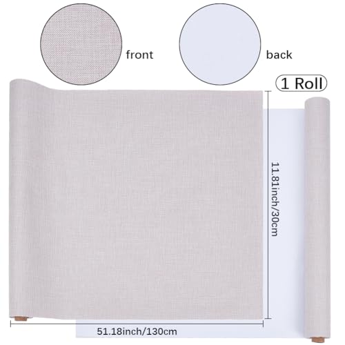 CRASPIRE 51 x 11.8 Inch Book Binding Cloth Book Cover Fabric with Paper Back Old Lace Linen Woven Polyester Bookcover for Books Album Scrapbooking Archival DIY Covering Bookbinding Protector - color: Old Lace