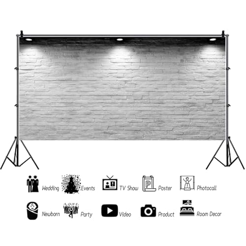 Vinyl 20x10ft Backdrop Photography Background White Brick Wall Computer-Print Seamless Photo Background Children Baby Adults Portraits Photo Studio Props - size: 20x10ft