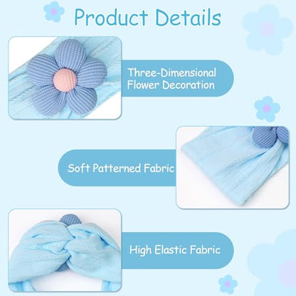 CÉLLOT 5 Pcs Baby Flower Headbands Baby Girls Nylon Headbands Soft Hairbands Hair Accessories for Newborn Infant Toddler Kids(Spring Summer Vibe) - color: Yellow+Green+Sky Blue+Purple+Hotpink