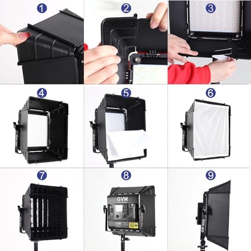 GVM 800D RGB Photography Lighting Kits with 3 Softboxes, 3 Packs Studio Lights with Bluetooth Control, YouTube Video Light with Upgrade18 Lighting Scenes, led Panel Lights for Video Recording - size: 3 Packs with Softbox