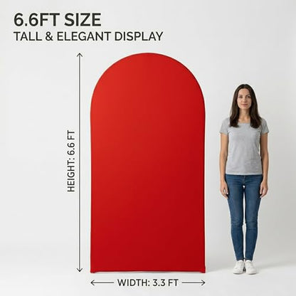 6.6FT Red Arch Backdrop Cover, Spandex Fitted Stretchy Arch Covers for Wedding, Birthday Party, Bridal Baby Shower, Ceremony - color: Red, size: 6.6FT