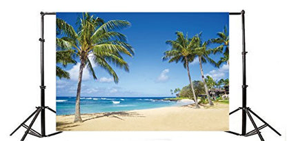Yeele 10x6.5ft Seaside Backdrop for Photography Sandy Beach Palm Trees Background Summer Tropical Ocean Outdoors Nature Scenic Kids Adult Holiday Travel Photo Booth Shoot Vinyl Studio Props