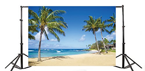 Yeele 10x6.5ft Seaside Backdrop for Photography Sandy Beach Palm Trees Background Summer Tropical Ocean Outdoors Nature Scenic Kids Adult Holiday Travel Photo Booth Shoot Vinyl Studio Props
