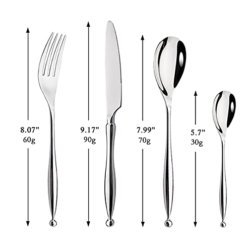 JASHII Silverware, Luxury Royal 16 Pieces 18/10 Stainless Steel Steak Knife and Spoon Fork Flatware Utensils Set Service for 4, Simple Look, Modern Design, Dishwasher Safe