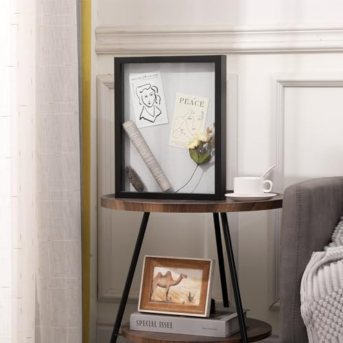 Muzilife 11x14 Shadow Box Picture Frame with Linen Board - Deep Wood & Glass Display Rustic Case Ready to Hang Memorabilia, Pins, Awards, Medals, Wedding, Tickets, and Photos, Black - color: Black, size: 11x14