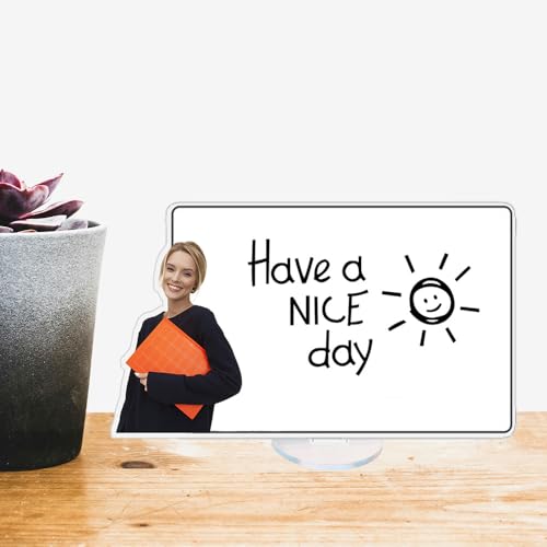 Personalized Acrylic Message Board with Custom Photo, Cartoon Style Option, Clear Dry Erase Writing Board for Desk Home Office Decor, Reusable Custom Gift