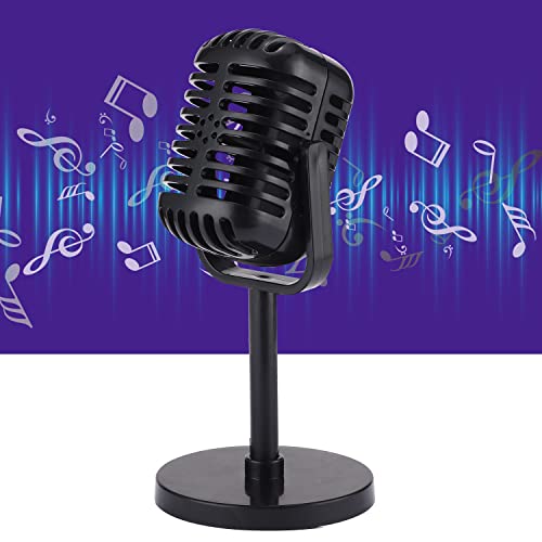 Facmogu Vintage Microphone Prop, Plastic Fake Microphone for Halloween Decor, Retro Mic Fake Prop for Costume & Role Play, Antique Mic Stage Table Decor Party Favors - Black - color: Black
