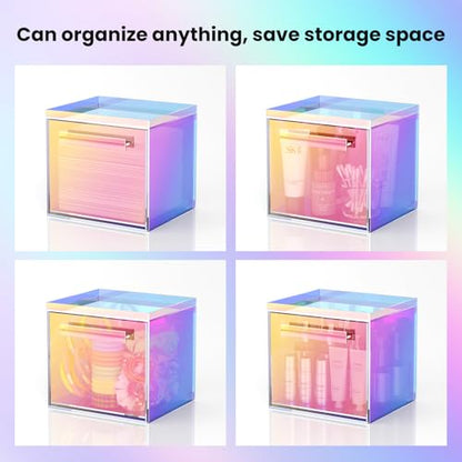 Rainbow Disposable Facial Towels Storage Box Acrylic Container Compatible with Clean Skin Club Clean Towel XL Wall-Mounted Face Towel Organizer with Drawer(Excluding Facial Towels) - color: Rainbow