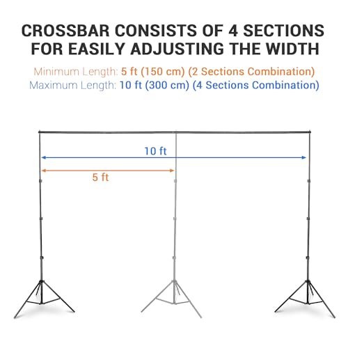 AW 8.5x10ft Backdrop Stand Support System with 4X Clamps 2X Clips 2X Sand Bags 1x Carry Bag for Parties Events Photography - size: 10'x8.5'