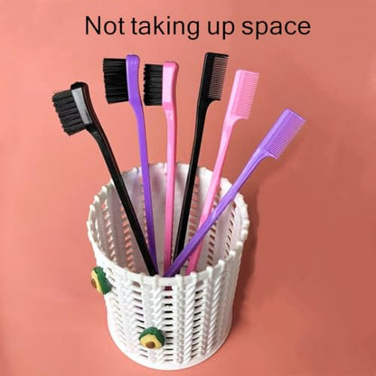 6Pack Double Sided Edge Control Hair Brush Professional Edge Control Hair Brush Comb Set, Dual-Sided Bristle Design, Pink Purple Black - color: Purple