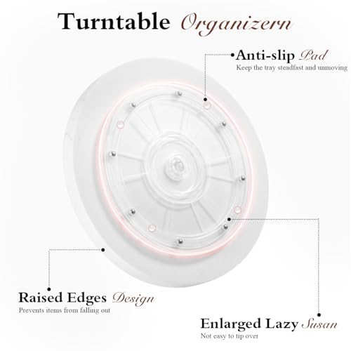 Luxspire Turntable Lazy Susan for Table Top, Marble Round Tray 10.63 inch, Lazy Susan for Cabinet Dining Table Kitchen Pantry, Rotating Bathroom Countertop Organizer, Gravel White - color: Gravel White, style: Rotatable 10.63"