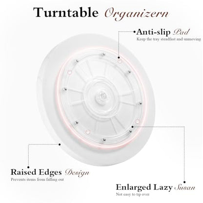Luxspire Turntable Lazy Susan for Table Top, Marble Round Tray 10.63 inch, Lazy Susan for Cabinet Dining Table Kitchen Pantry, Rotating Bathroom Countertop Organizer, Gravel White - color: Gravel White, style: Rotatable 10.63"