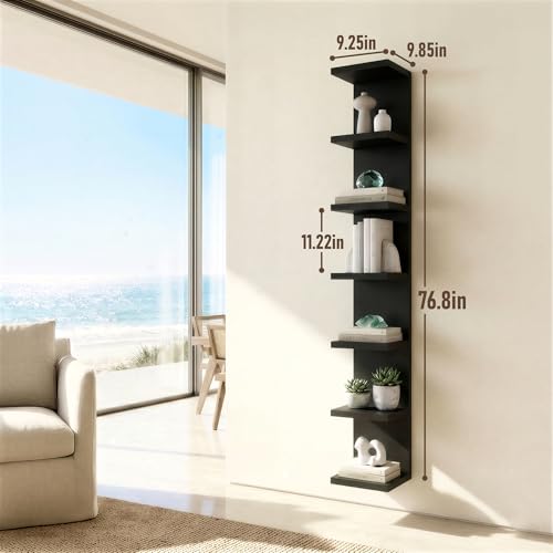 7 Tier Wall Shelf Unit & Lack Shelf, Versatile Floating Shelves for Wall, Bedroom Book Shelf, Vanity Display Shelves, Tall Decorative Shelving Unit, Long Shelves for Storage Black - style: 7 tier wall shelf -Black
