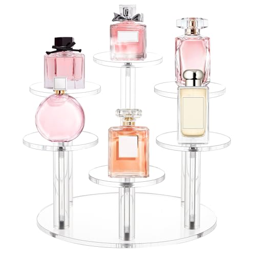 Jusalpha Acrylic Display Stand, 6 Tier Round, Clear Organizer for Jewelry, Funko POP Figures, Perfume, Cupcake, Countertop Decoration (6 Tier) - size: 6 Tier