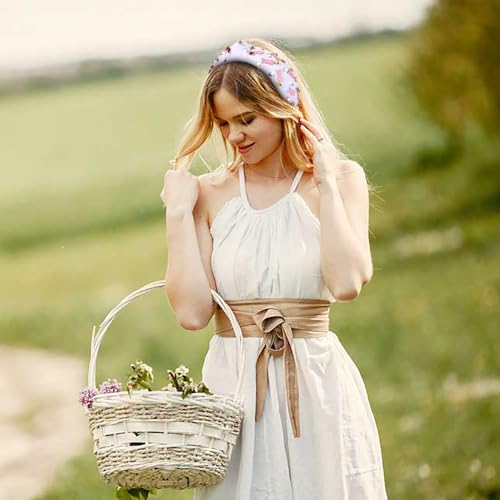 NVENF Easter Headbands for Women Beaded Rabbit Bunny Headband White Pink Crystal Pearl Knotted Hairband Happy Easter Accessories Spring Holiday Headwear Outfits Gifts (Bunny C - White) - color: Bunny C - White