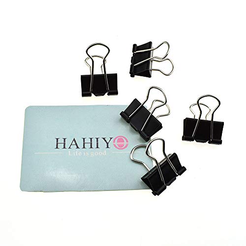 HAHIYO Binder Clips Paper Clamps Spring Steel Sturdy Small 0.75 inches Width 0.28 Inch Capacity No Sharp Edges Heavy Duty Tight Grip Reusable Black Metal Bright Finish for Home Office School 30 Pack - size: 0.75in-30P