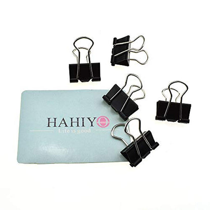 HAHIYO Binder Clips Paper Clamps Spring Steel Sturdy Small 0.75 inches Width 0.28 Inch Capacity No Sharp Edges Heavy Duty Tight Grip Reusable Black Metal Bright Finish for Home Office School 30 Pack - size: 0.75in-30P