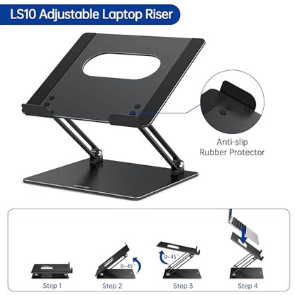 BESIGN LS10 Laptop Stand for Desk, Ergonomic Adjustable Notebook Tablet Stand, Foldable Laptop Riser, Portable Desktop Book Stands, Computer Holder Compatible with 10-14" Laptops, Black - color: A-Black