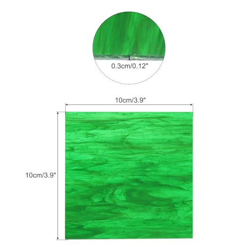 MECCANIXITY Stained Glass Sheet Mosaic Tile 3.9 Inch x 3.9 Inch Deep Green Stained Glass Sheets for Crafts DIY, Art Project - color: Deep Green