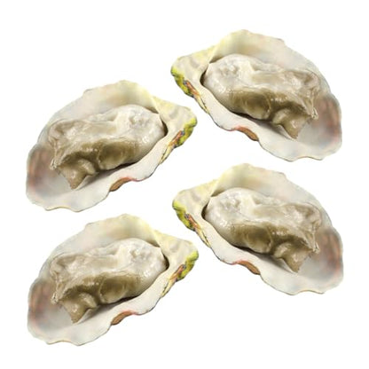 Toyvian 4pcs Artificial Oysters, Fake Shellfish Seafood Model Scallop Food Photography Prop Food Sample Display for Home Kitchen Party Decoration B